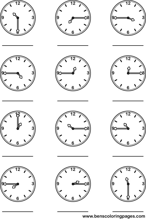 time coloring picture for school