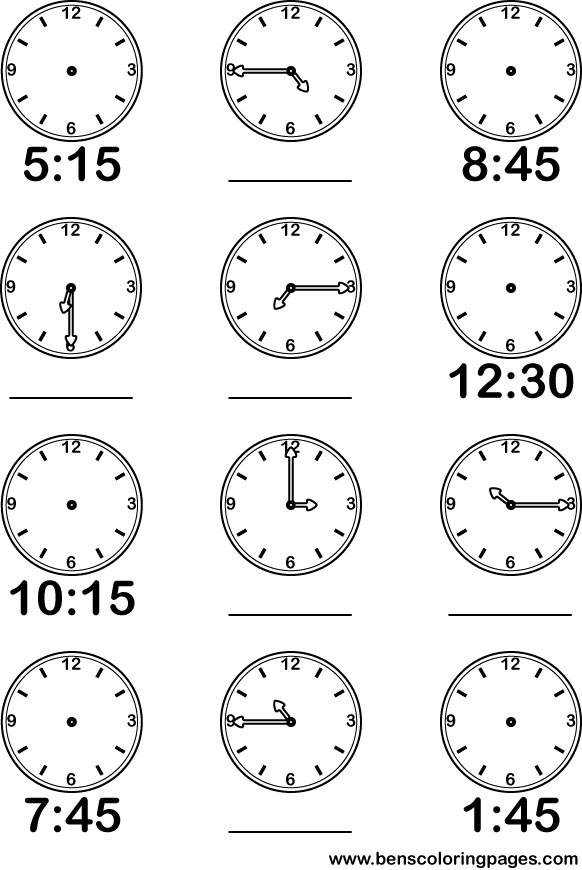 time coloring picture for kids