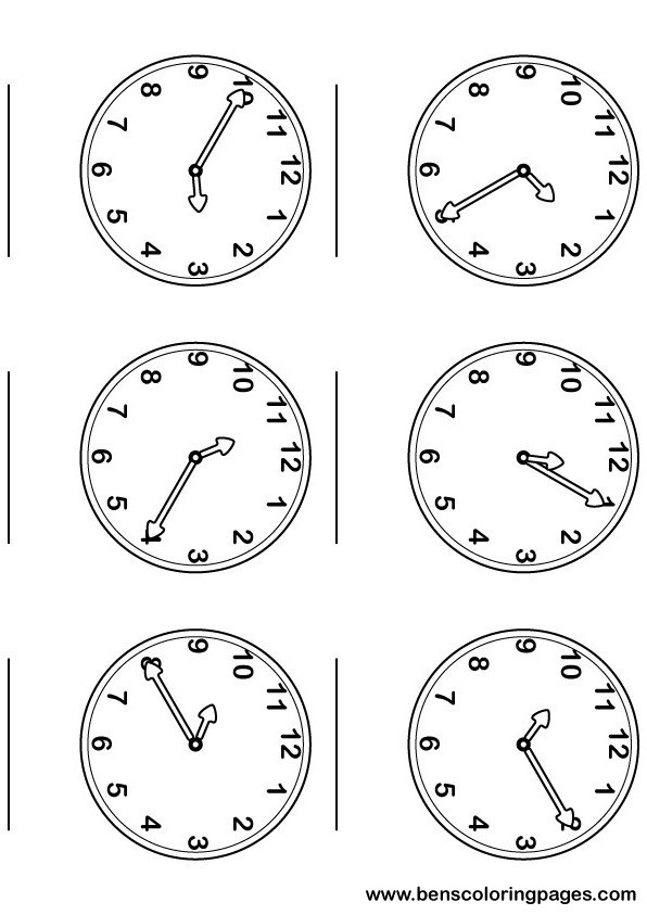 Printable sheet, learning the time activities for children