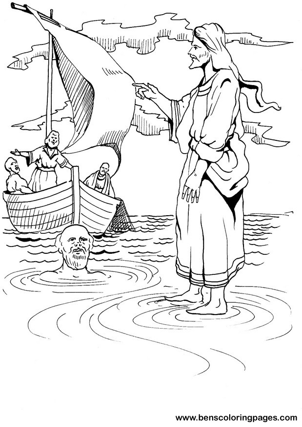 walk on water coloring page