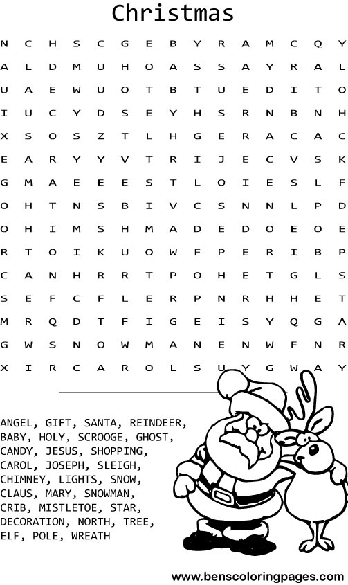 christmas wordsearch coloring pictures