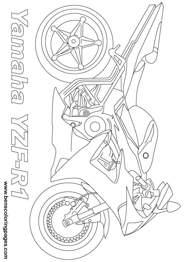 Printable yamaha motorbike coloring page