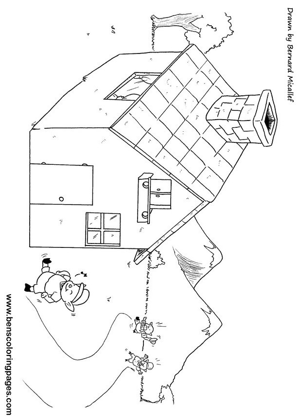 wolf destroying pigs house