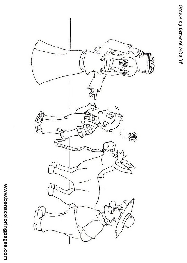 the man the boy and the donkey coloring sheet