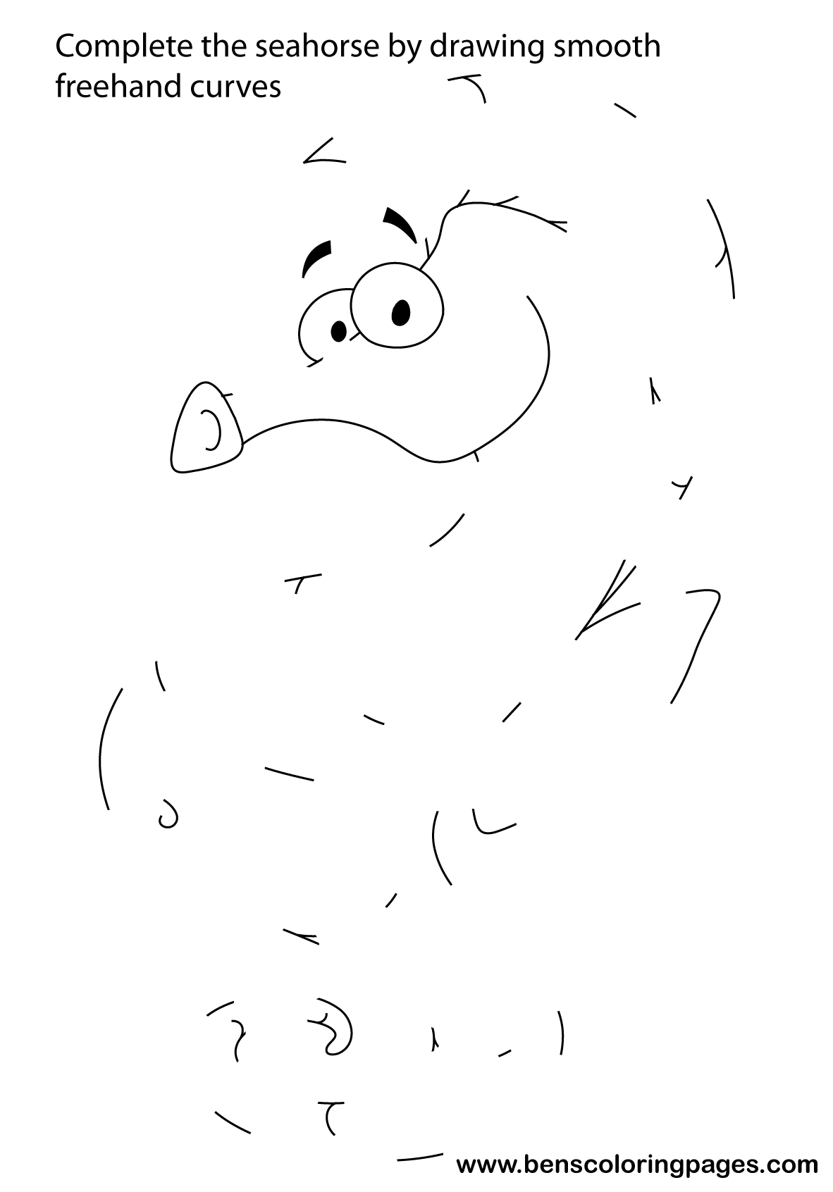 freehand seahorse drawing