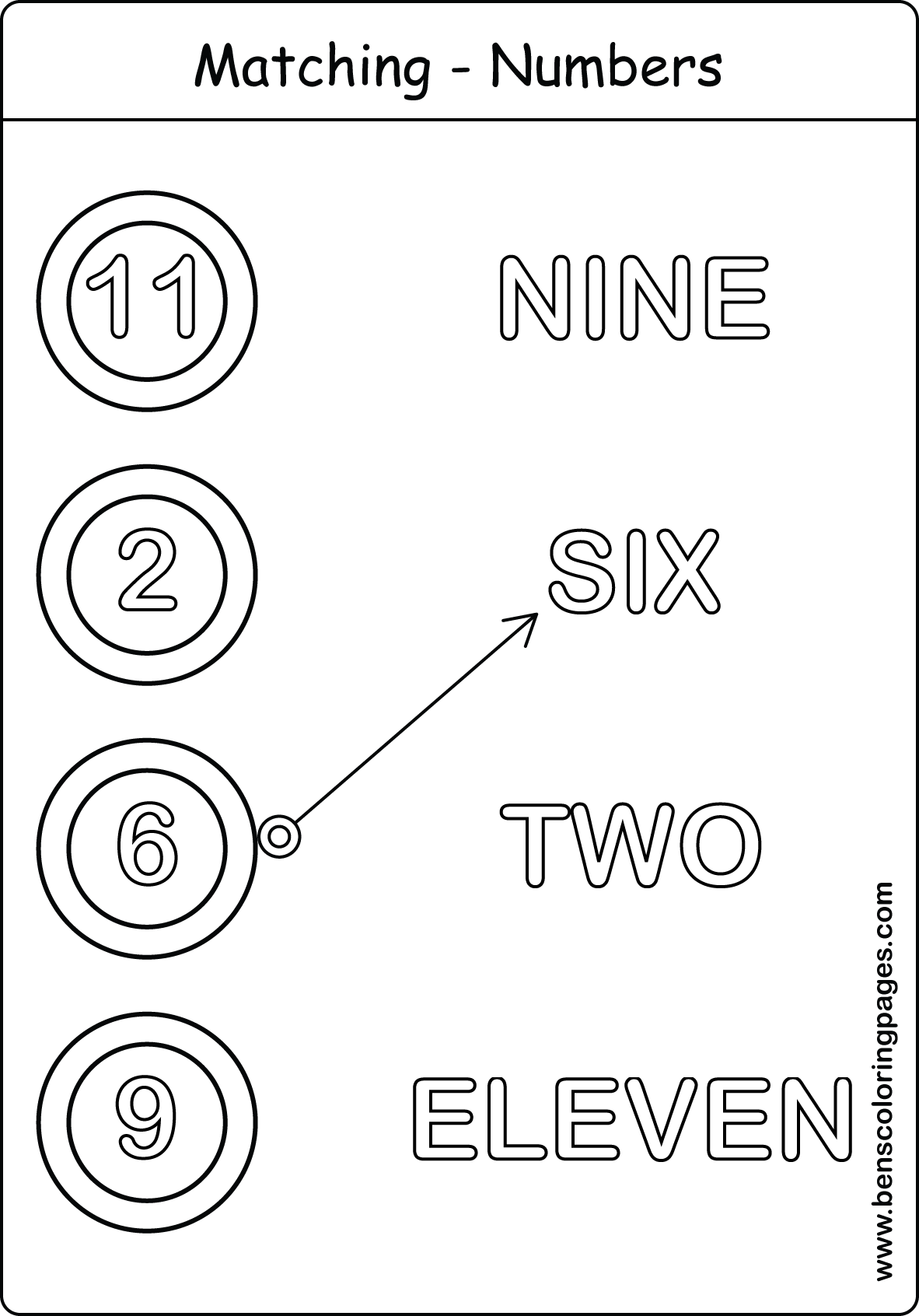 match the correct number handout