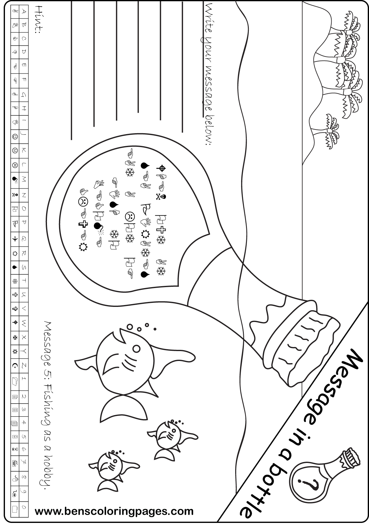 puzzle fishing coloring book