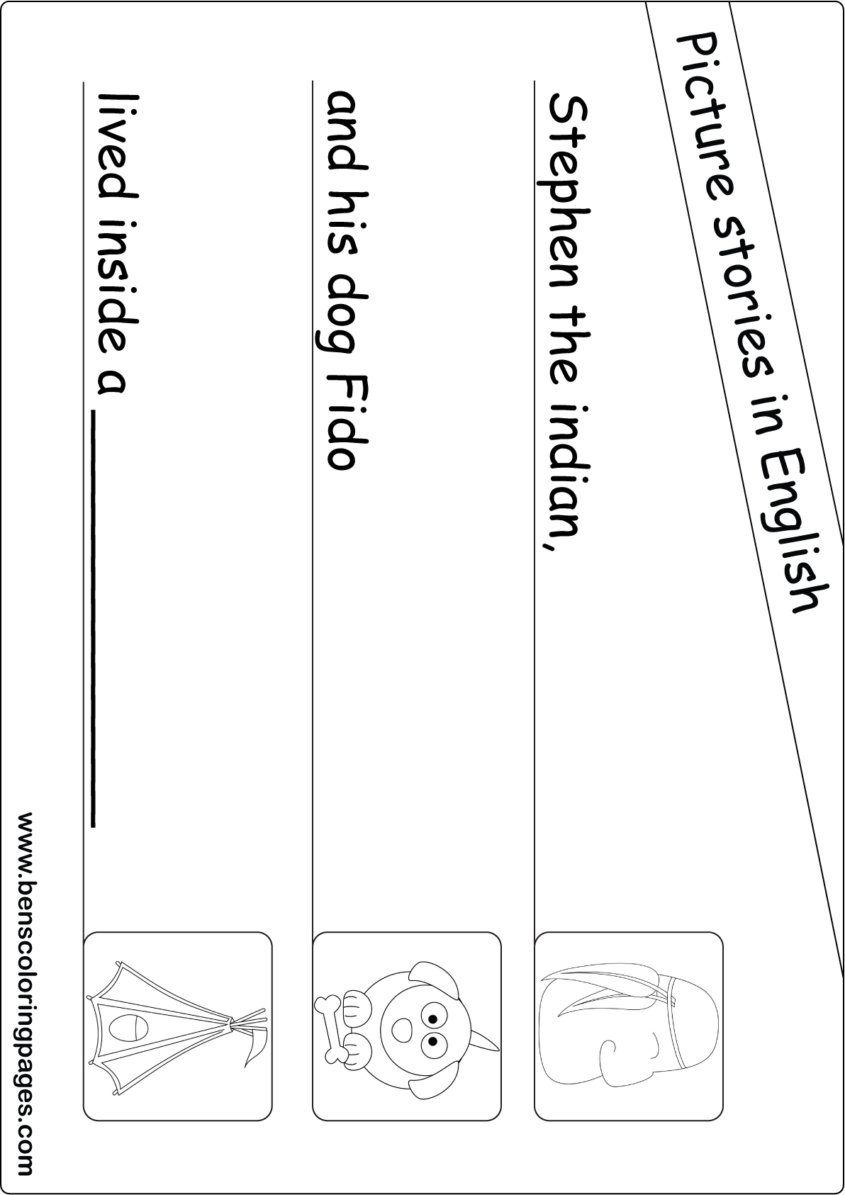 dog and indian coloring page