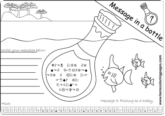 message in a bottle coloring page